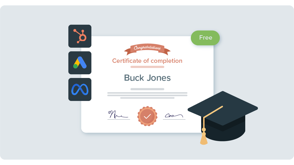 a certificate for an online marketing training programme