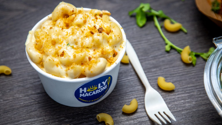 a bowl of Holy Macaroni mac and cheese