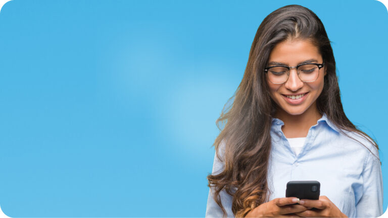 A woman using her mobile tools to streamline her business